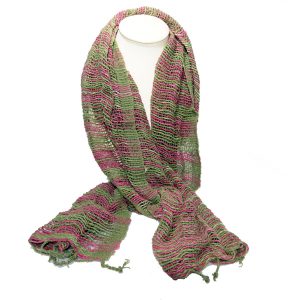 Thai Organic Cotton Scarf - Green and Pink