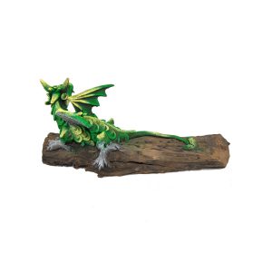 Small Dragon Lying on Wood - Green