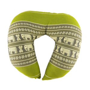 Traditional Thai Neck or Face Cushion - Green Elephant